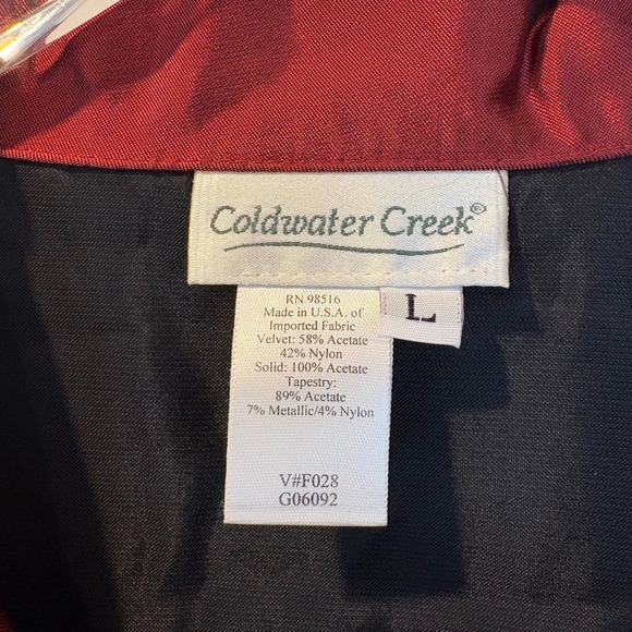 Coldwater Creek Vintage Velvet Tapestry Jacket Black Red Art to Wear Blazer L - Picture 3 of 4